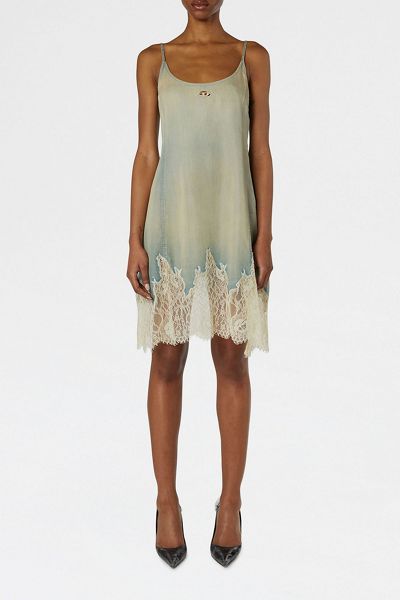 Diesel De-Odry-S Lace Trim Denim Mini Dress