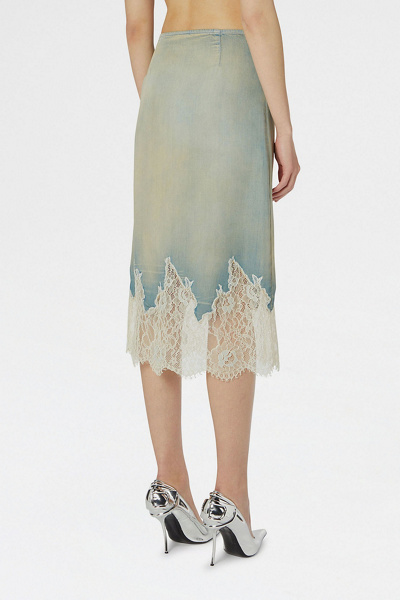 Diesel De-Mersy-S Lace Trim Denim Midi Skirt