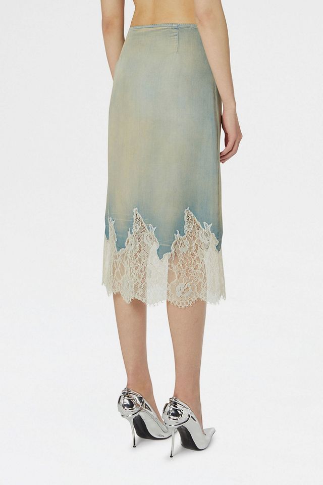 Diesel De-Mersy-S Lace Trim Denim Midi Skirt #1