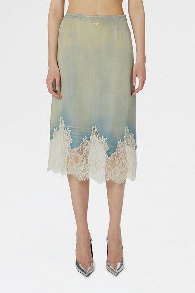 Diesel De-Mersy-S Lace Trim Denim Midi Skirt
