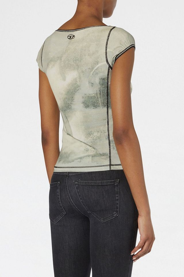 Diesel T-Icaty Contrast Stitching Cap Sleeve Tee #1