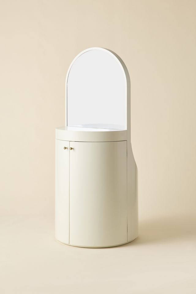 Maura Arch Mirror Rolling Storage Vanity #1