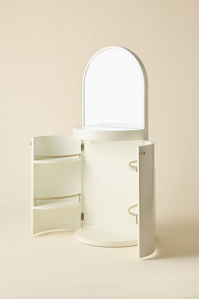 Maura Arch Mirror Rolling Storage Vanity #2