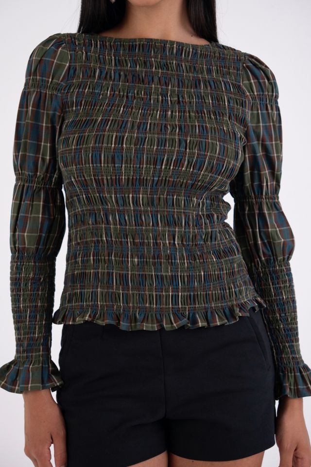 Amy Lynn Iris Pure Cotton Plaid Smocked Top #1