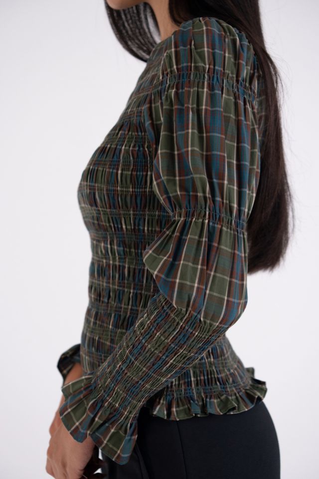 Amy Lynn Iris Pure Cotton Plaid Smocked Top #2