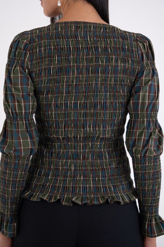 Amy Lynn Iris Pure Cotton Plaid Smocked Top #3