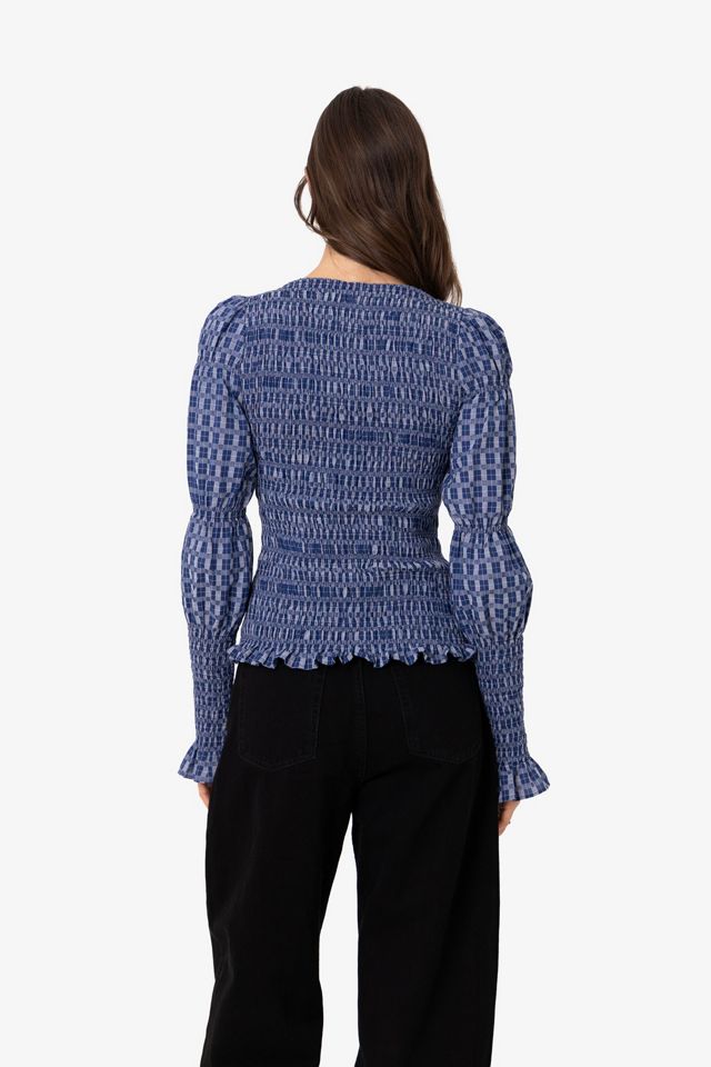 Amy Lynn Iris Pure Cotton Plaid Smocked Top #3
