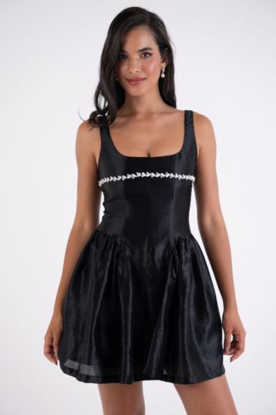 Amy Lynn Womens Black Cheryl Puffy Woven Mini Dress In Black