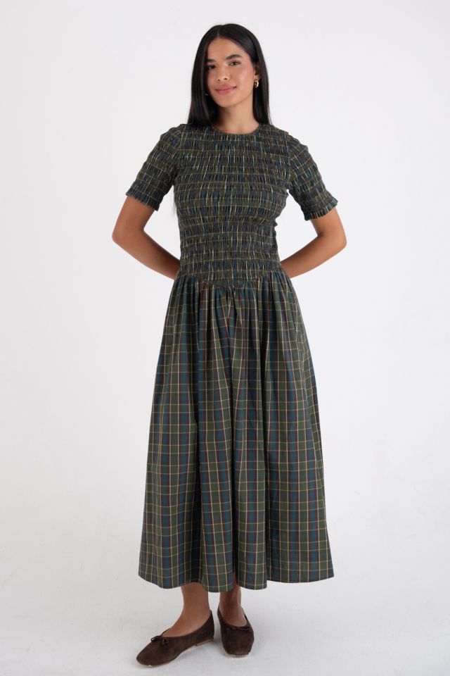 Amy Lynn Beatrix Pure Cotton Smocked Plaid Midi Dress #1