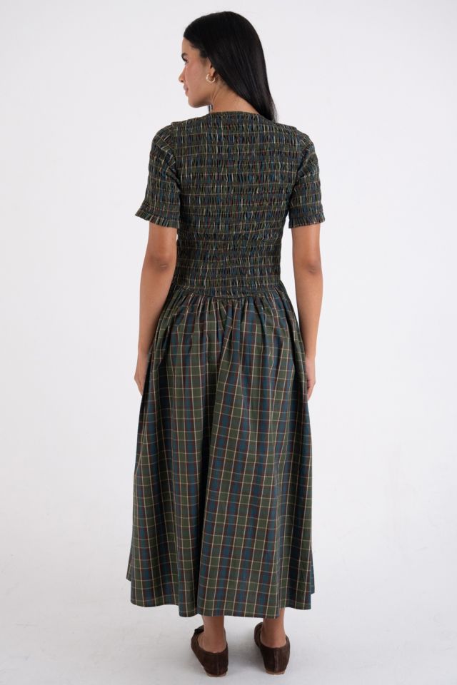 Amy Lynn Beatrix Pure Cotton Smocked Plaid Midi Dress #3