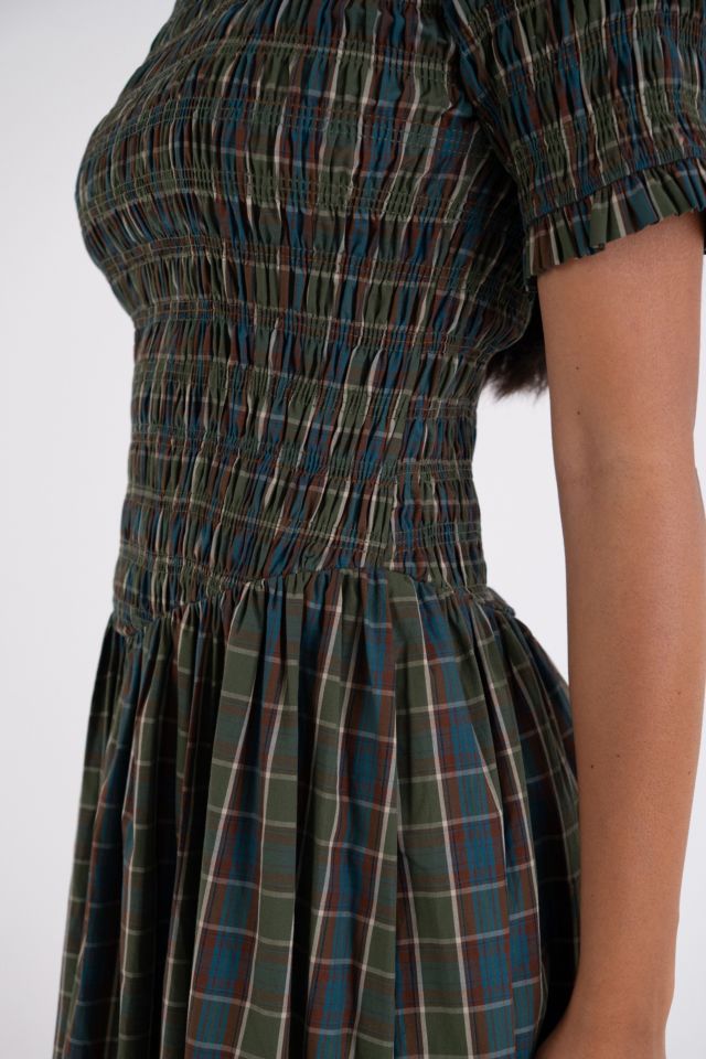 Amy Lynn Beatrix Pure Cotton Smocked Plaid Midi Dress #4