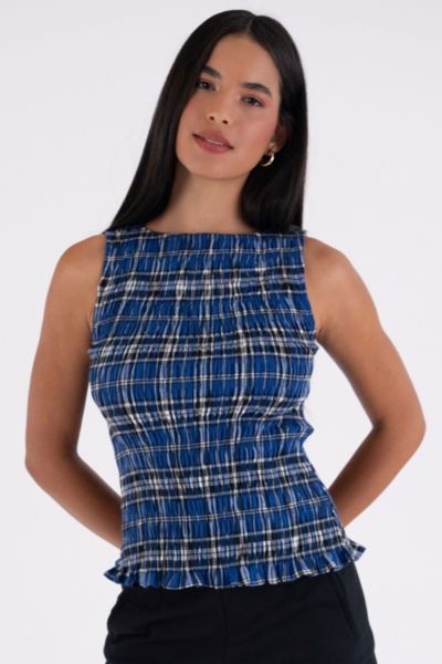Amy Lynn Sonya Pure Cotton Plaid Smocked Top
