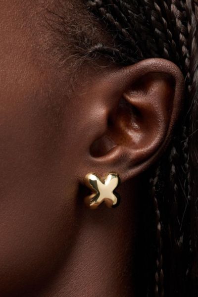 Ana Luisa Cassia Gold Stud Earrings In Two Tone, Women's At Urban Outfitters In Brown