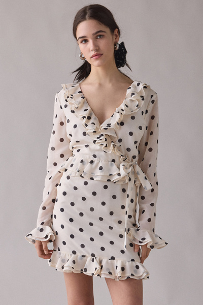 dusty pink polka dot bardot tie waist shift dress Black Halter Neck Chiffon Evening Dress,Backless Prom Dress,Romantic E main image 0