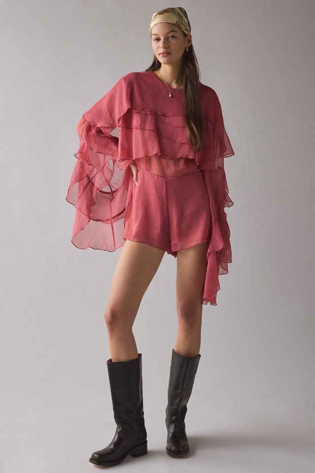 Bardot Carson Ruffle Bell Sleeve Playsuit #4
