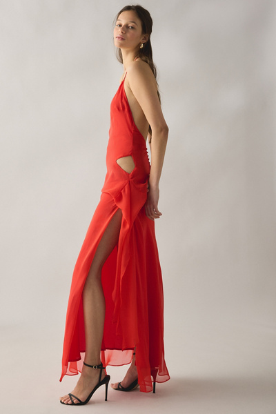 Bardot Cyrel Cutout Asymmetric Halter Maxi Dress | Urban Outfitters