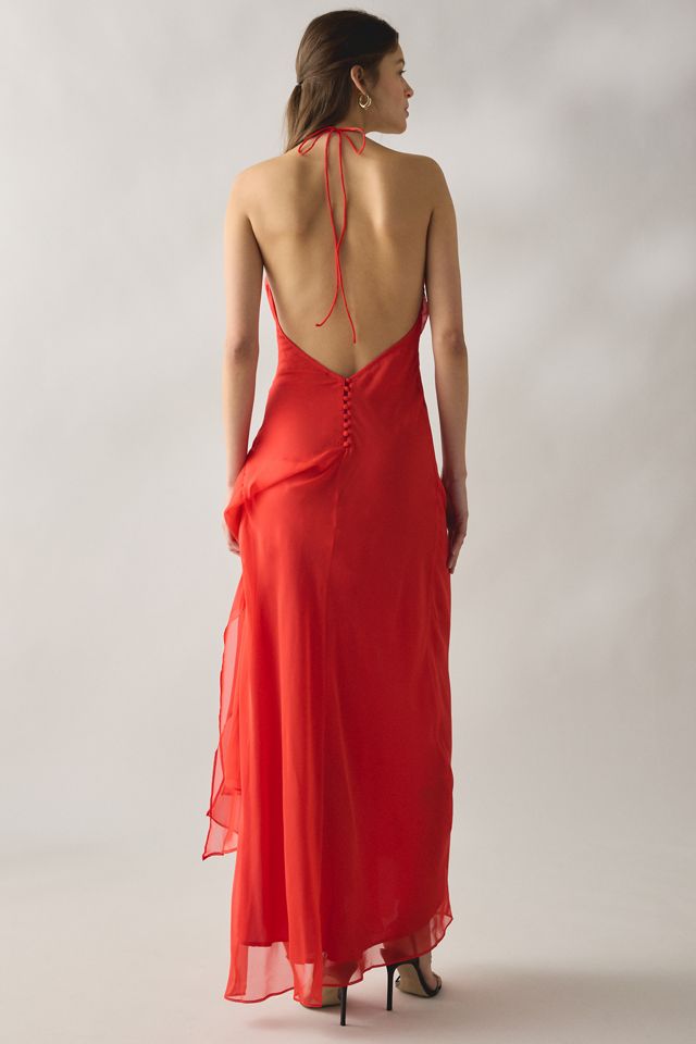 Bardot Cyrel Cutout Asymmetric Halter Maxi Dress | Urban Outfitters