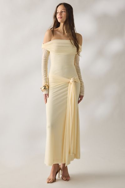 Lulus Bonnie Satin Asymmetric Ruffle Strapless Maxi Dress | Urban Outfitters