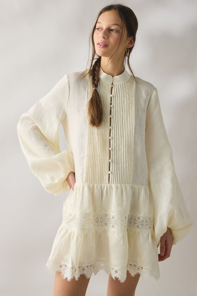 Bardot Antonia Lace Trim Trapeze Shirt Dress | Urban Outfitters