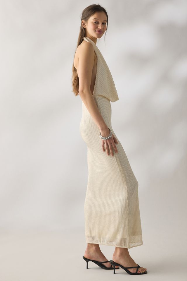 Robe longue à sequins Nola à encolure licou et col bénitier Bardot #2