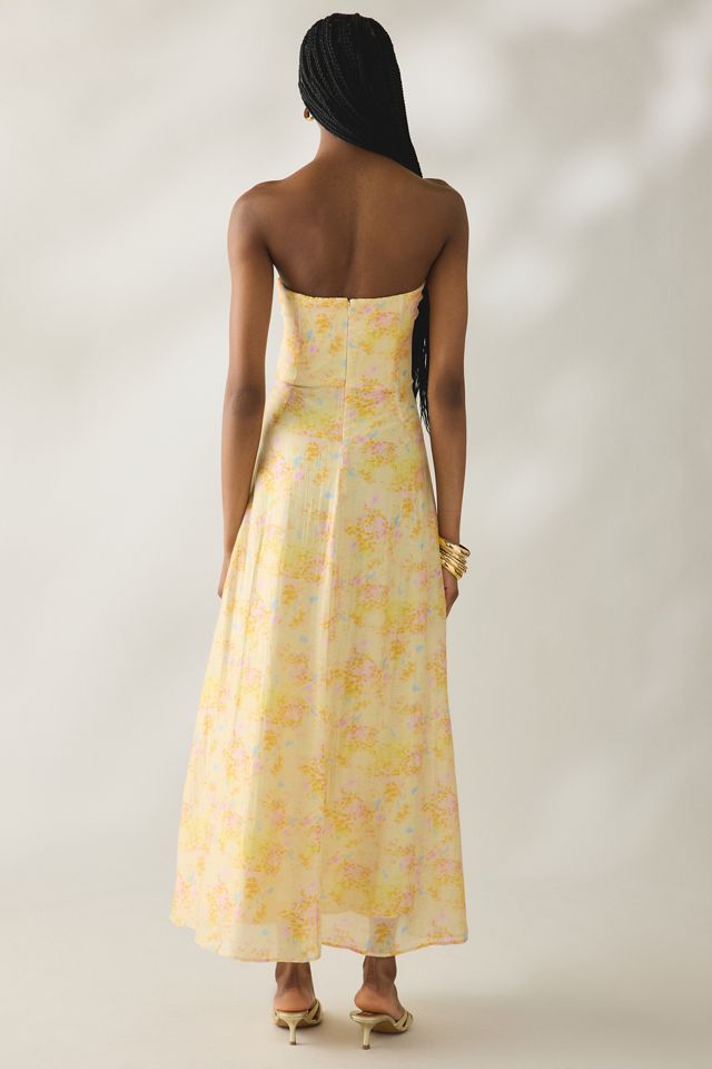 Robe longue sans bretelles Amina à encolure en cœur Bardot #3