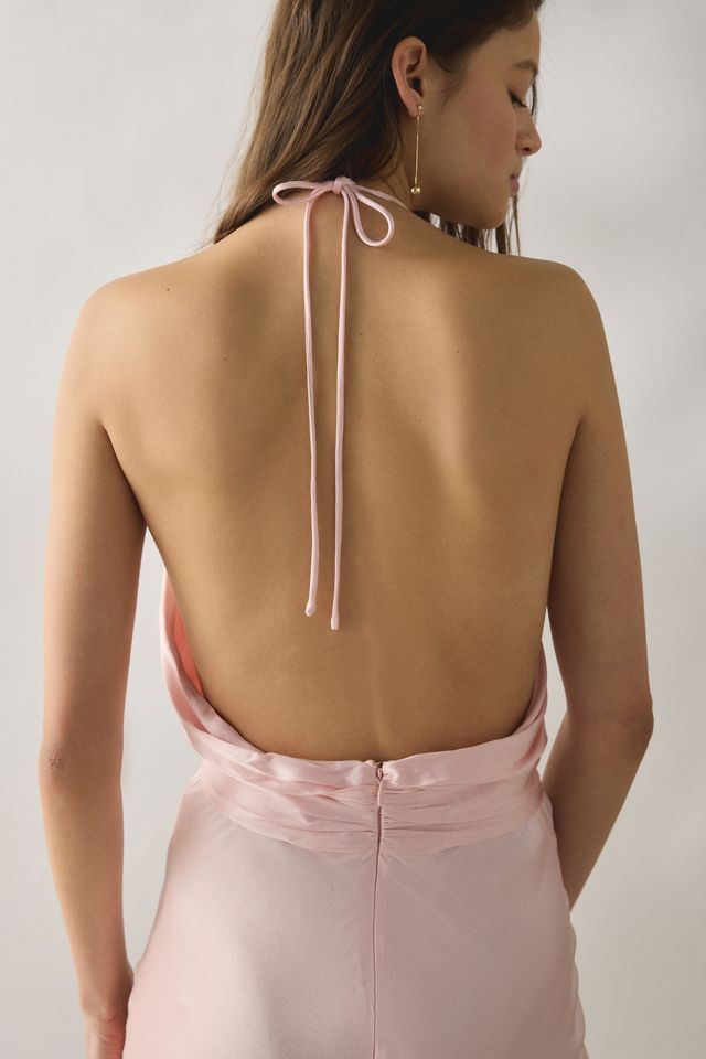 Bardot Isola Halter Neck Keyhole Cutout Satin Maxi Dress #4