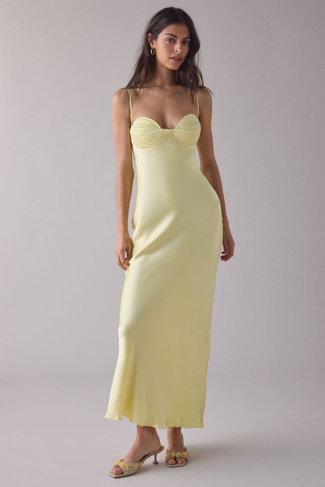 yellow satin maxi dress Ensley - Light The Lulus Perfectly Classy Yellow Satin Strappy Maxi Dress brings the perfect amount of sexy meets chic Self-Portrait - Yellow Satin Lace