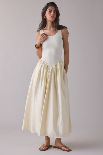 Robe longue Lorie à encolure ronde et matières mixtes de Bardot