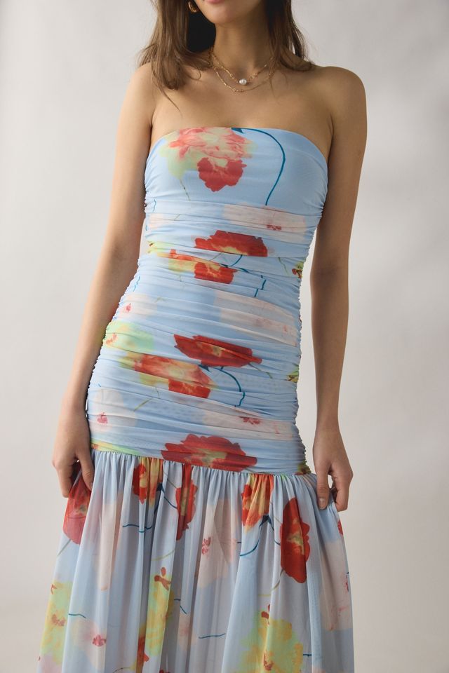 Bardot Solana Printed Mesh Strapless Maxi Dress #1