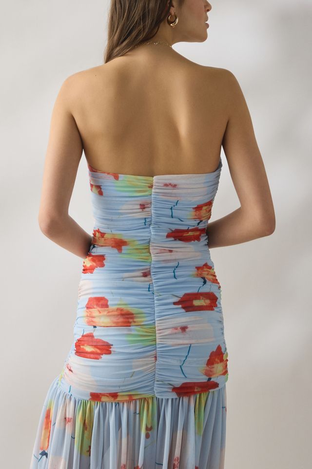 Bardot Solana Printed Mesh Strapless Maxi Dress #4