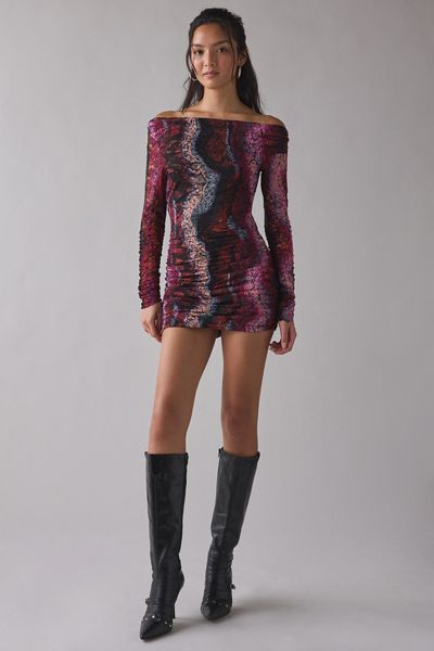 AFRM Montana Long Sleeve Off-The-Shoulder Bodycon Mini Dress