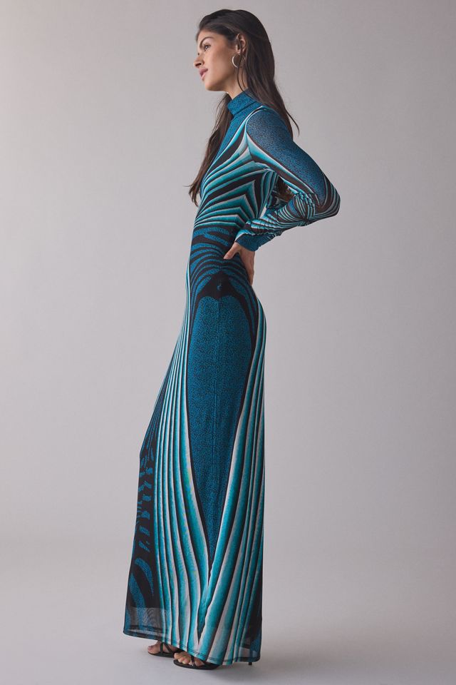long sleeve sequin gold dress Galaxy | Champagne Sequin Turtle-Neck Long-Sleeve Maxi Dress main image 1