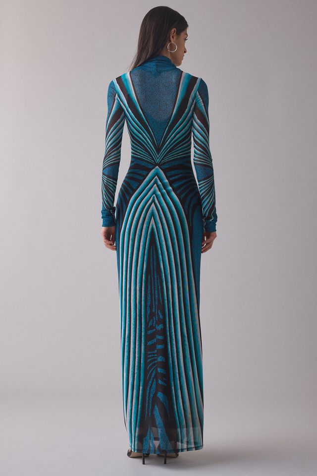 AFRM Billie Sheer Mesh Turtleneck Long Sleeve Maxi Dress | Urban Outfitters