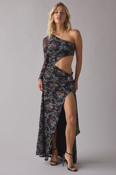 AFRM Shai Robe Maxi Asymétrique à Une Manche avec Découpe