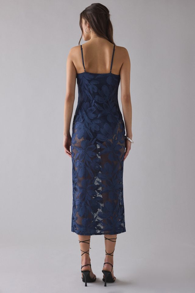 AFRM Marsaille Floral Sheer Lace Midi Dress | Urban Outfitters