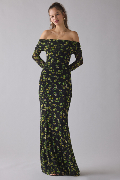 chinese dress ladies Rouched Off The Shoulder Dress Maxi