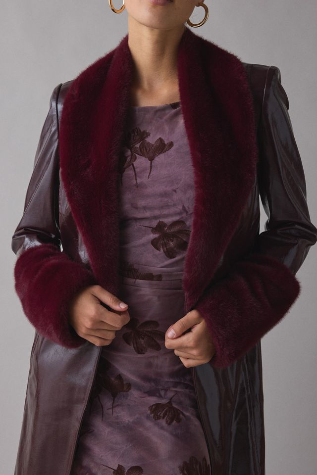 by.DYLN Tamara Faux Fur Trim Coated Faux Leather Trench Coat #2