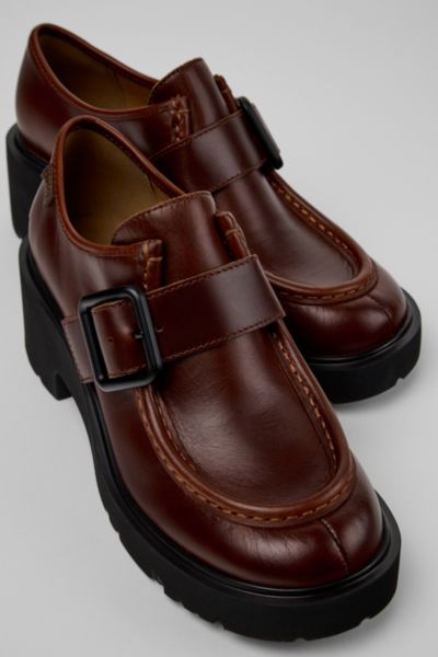 Camper Milah Leather Monk-strap Shoe In Brown, Women's At Urban Outfitters In Burgundy