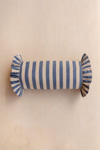 Tbco Cotton Bolster Striped Cushion Cover In Navy Stripe At Urban Outfitters In Blue