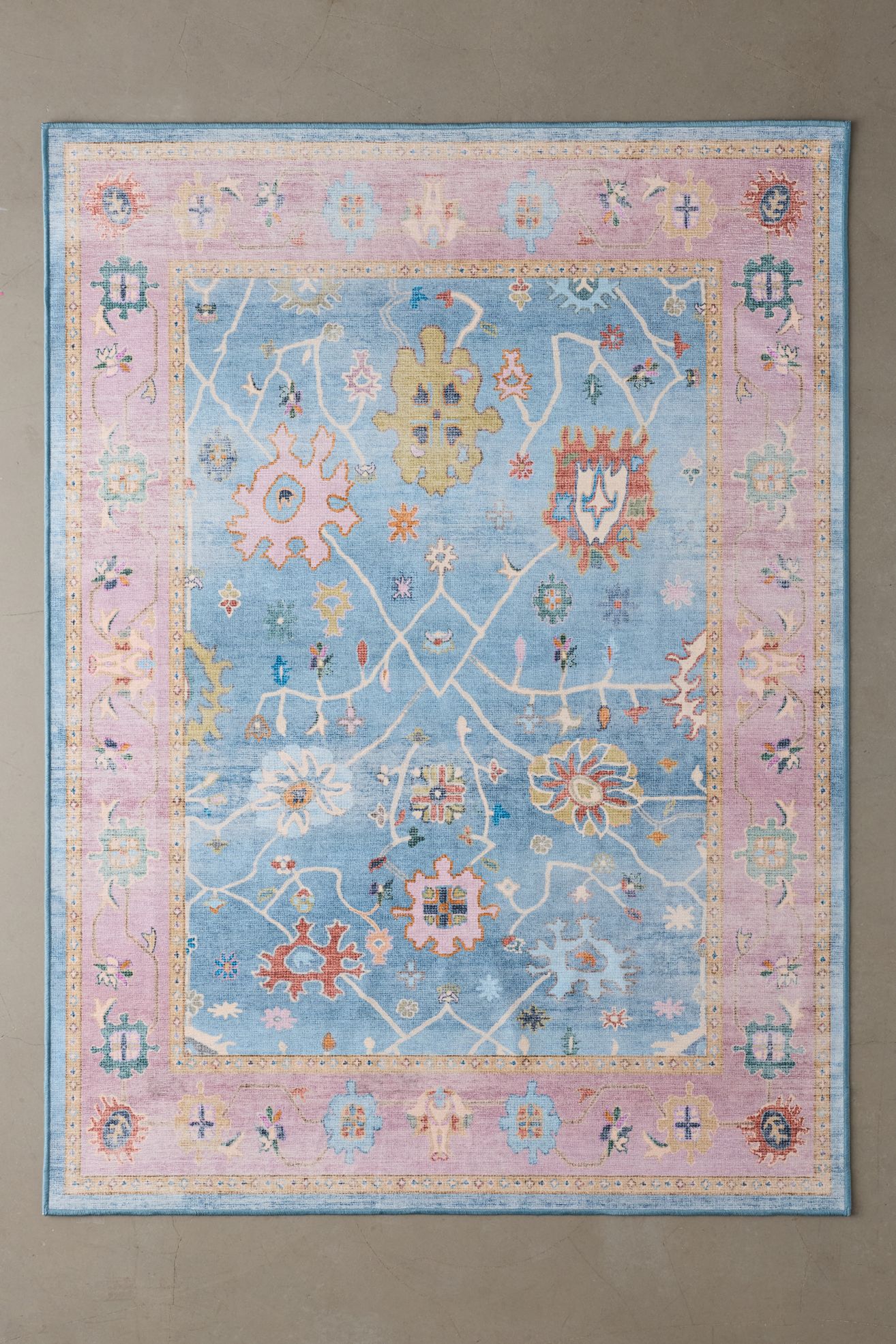 Chenille Washable Rug - Blue, Regular, 3X5