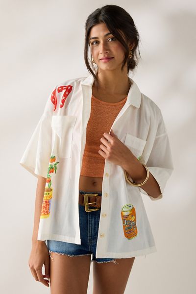 BDG Keepsake Souvenir Graphic Short Sleeve Button-Up Shirt