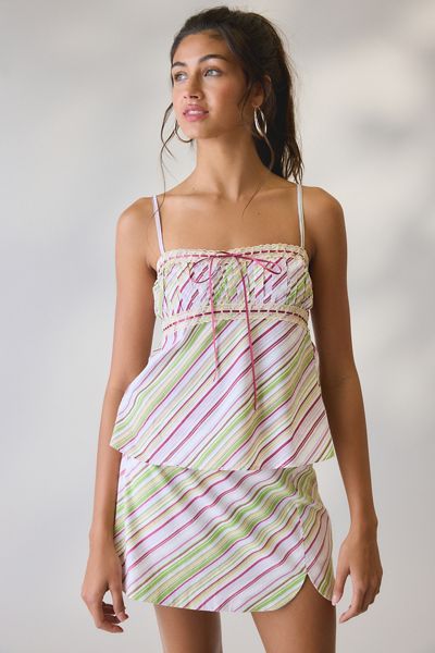 uo jamie embroidered babydoll dress Umgee Textured Babydoll Dress with Leopard Trim PALM GREEN / S