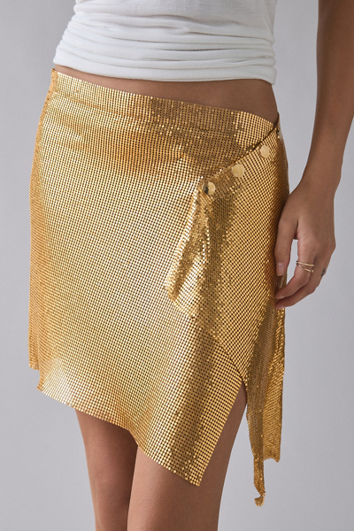 UO Larissa Sheer Chainmail Asymmetric Mini Skirt