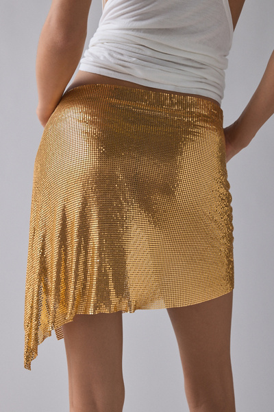 UO Larissa Sheer Chainmail Asymmetric Mini Skirt