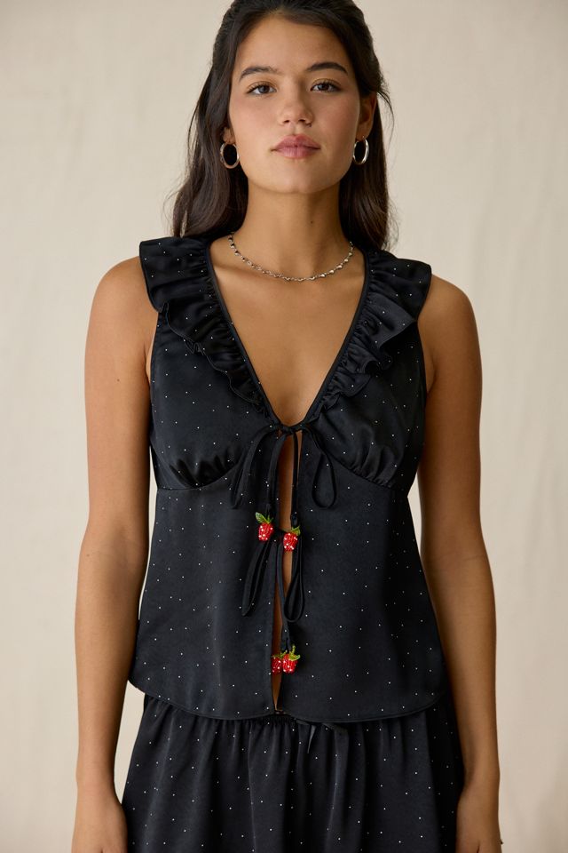 Jacquie The Label Teagan Ruffle Flyaway Satin Tank Top #3