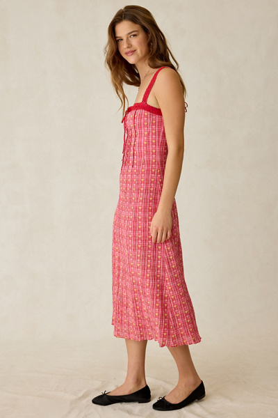 Jacquie The Label Amara Pintuck Lace Trim Midi Dress