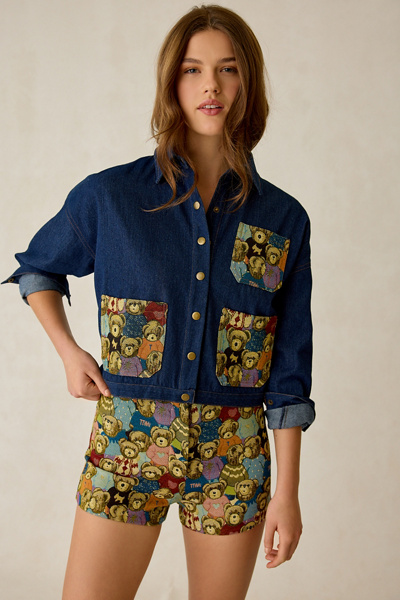 Jacquie The Label Bearlyn Jacquard Patch Pocket Denim Jacket