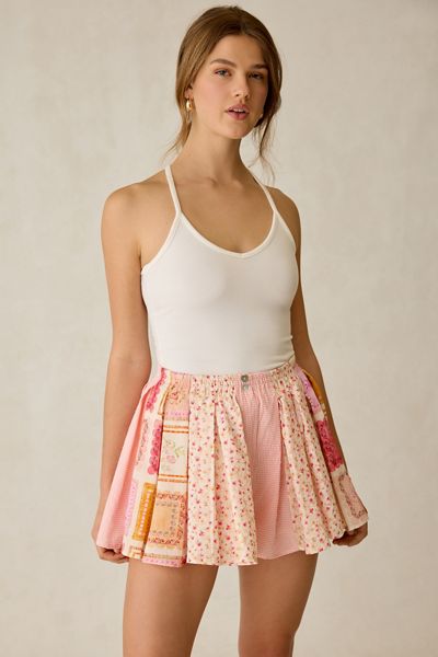 Shorts plissés à patchwork en tissus mixtes Esmeralda Jacquie The Label