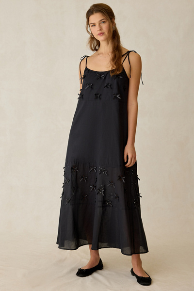 Jacquie The Label Phoenix Bow Detail Eyelet Trapeze Maxi Dress