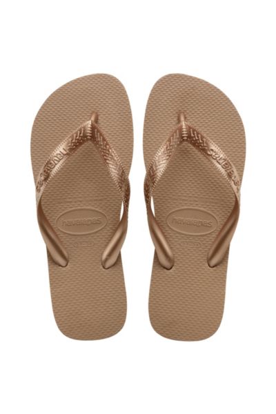 Havaianas Top Tiras Flip Flop Sandal In Rose Gold, Women's At Urban Outfitters In Brown